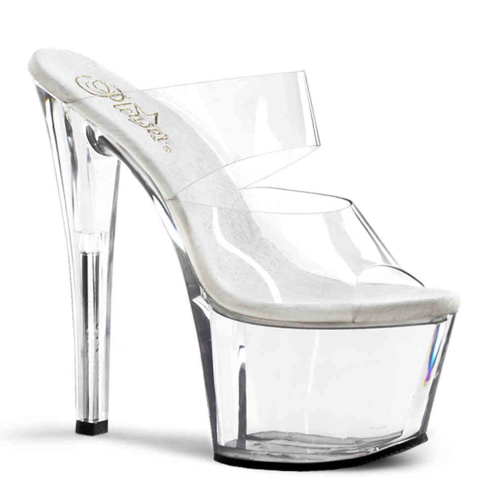 Pleaser - SKY302 Mules à talons - Chaussures de pole dance - Transparent/Couleur argent Product image
